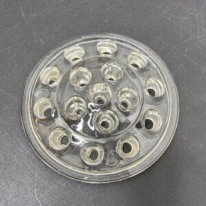 Antique Clear Glass 16 Hole Flower Frog Marble  Holder Decor